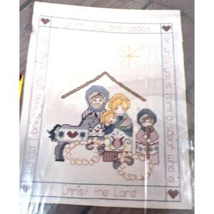 Dry Creek Designs Nativity Banner Cross Stitch Kit With Brass Horn Hanger
